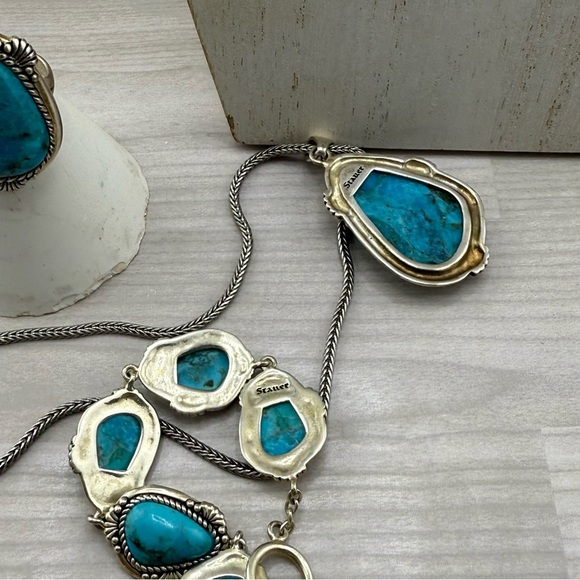 9.25 S.Silver Stamp StauerTurquoise Jewelry Set - Picture 6 of 6